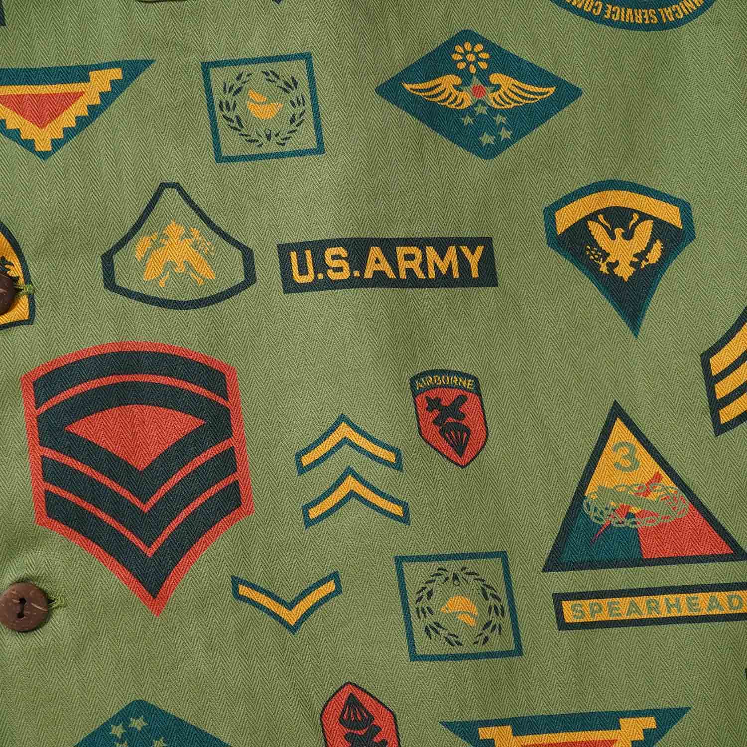 SUN SURF ���󥵡��� Ⱦµ �����ϥ���� COTTON HERRINGBONE HAWAIIAN SHIRT ��INSIGNIA OF ARMY�� SS39696