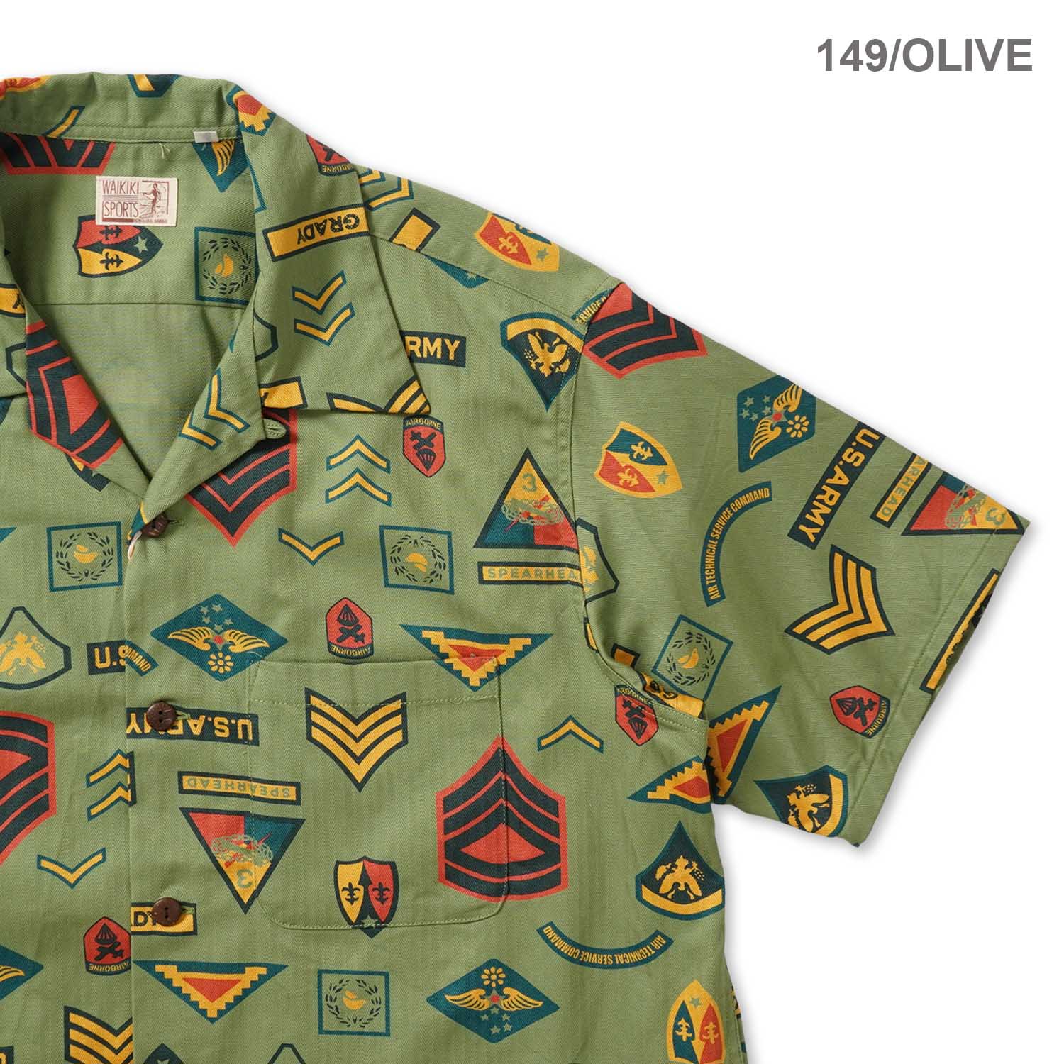 SUN SURF ���󥵡��� Ⱦµ �����ϥ���� COTTON HERRINGBONE HAWAIIAN SHIRT ��INSIGNIA OF ARMY�� SS39696