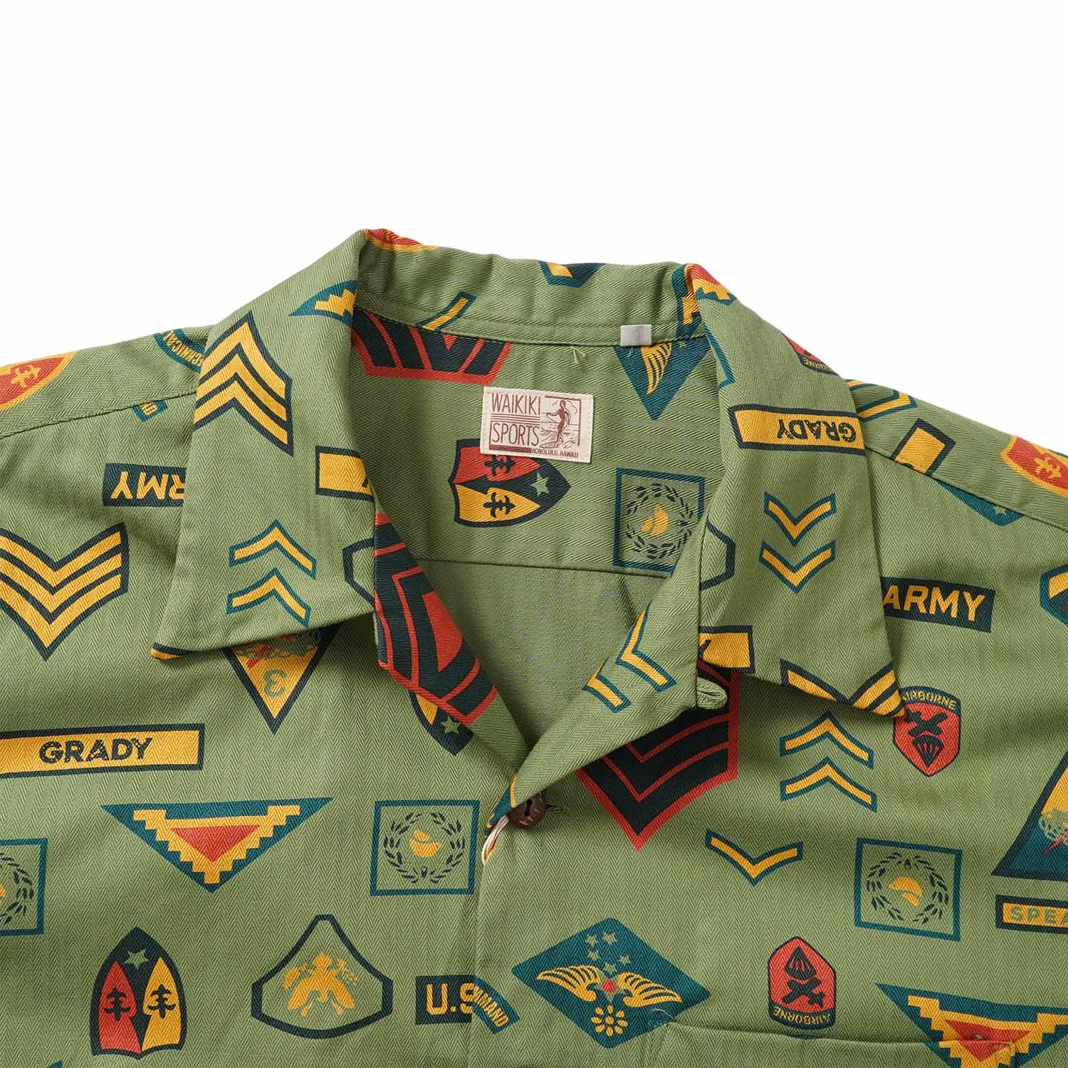 SUN SURF ���󥵡��� Ⱦµ �����ϥ���� COTTON HERRINGBONE HAWAIIAN SHIRT ��INSIGNIA OF ARMY�� SS39696