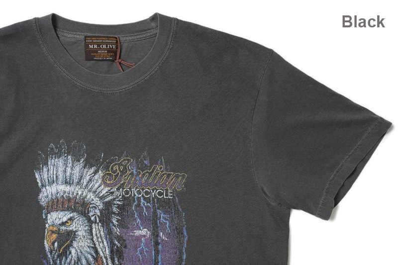 MR.OLIVE ߥ꡼ Ⱦµ T "INDIAN MOTOCYCLE COLLABORATION / USED PRINT T-SHIRT TYPE-B" M252102