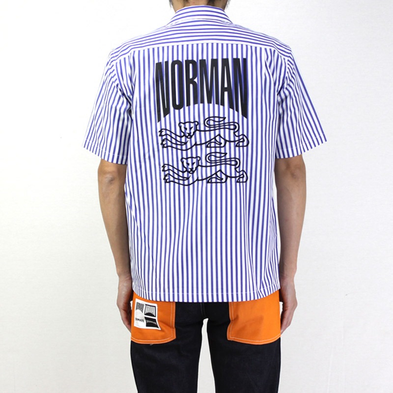 NORMAN �Υ�ޥ� Ⱦµ ����� BACK PRINT OPEN COLLAR SHIRTS NOR-0011