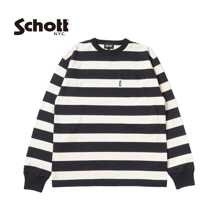 Schott ����å�  Ĺµ�ԥ����  "WIDE BORDER POCKET T-SHIRT"  782-5930005