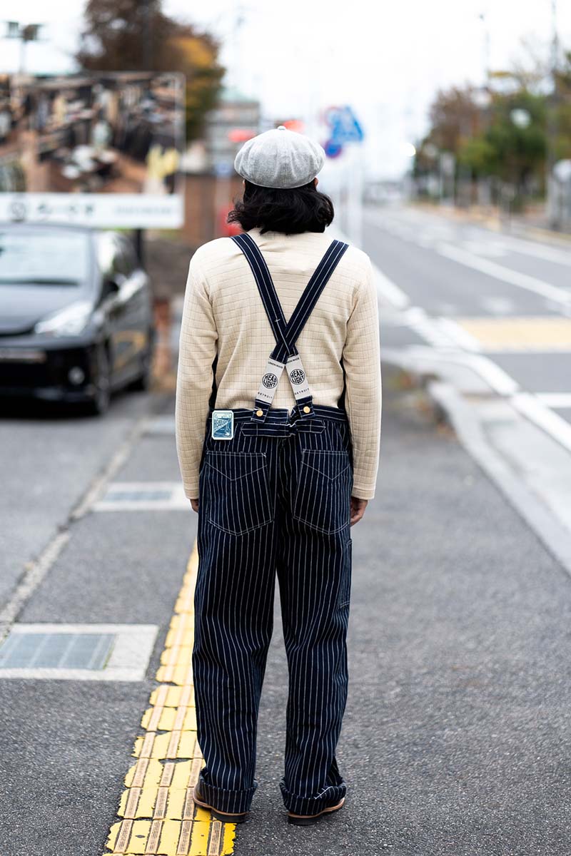 HEADLIGHT �إåɥ饤�� �����С�������  "8oz. SPECIAL WOVEN STRIPE DENIM LOW BACK OVERALLS"  HD42498