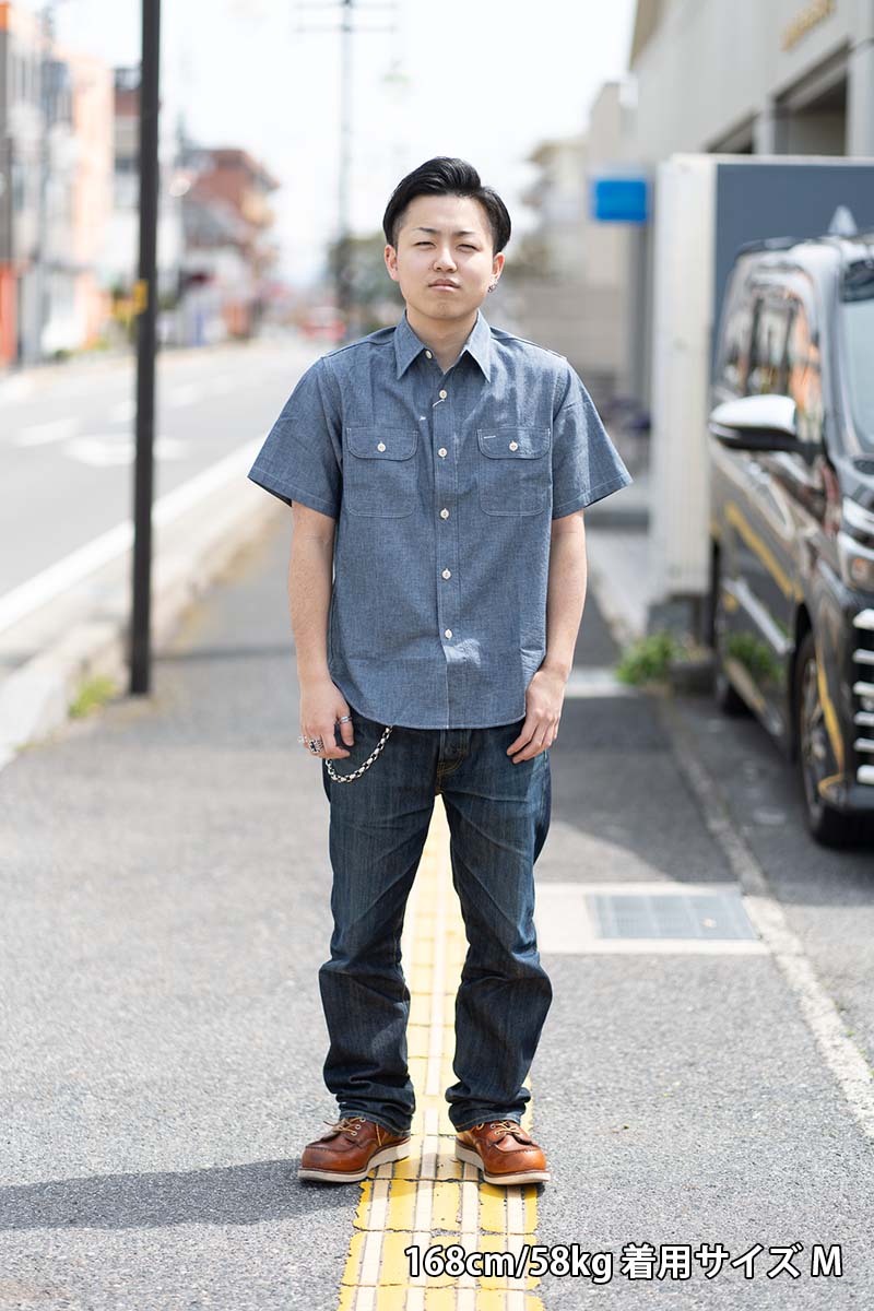 SUGAR CANE ���奬�������� Ⱦµ����� ��BLUE CHAMBRAY WORK SHIRT (SHORT SLEEVE)��  SC37941