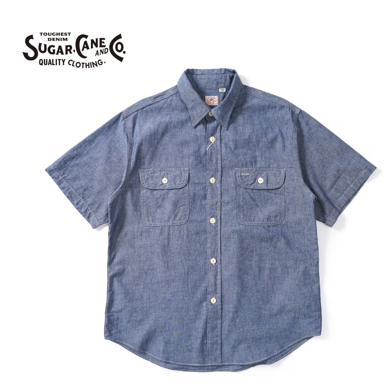 SUGAR CANE ���奬�������� Ⱦµ����� ��BLUE CHAMBRAY WORK SHIRT (SHORT SLEEVE)��  SC37941