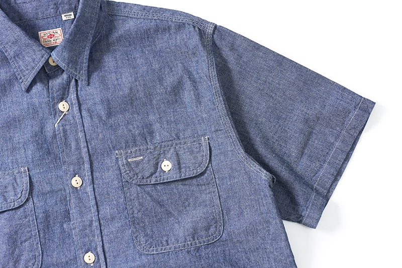 SUGAR CANE ���奬�������� Ⱦµ����� ��BLUE CHAMBRAY WORK SHIRT (SHORT SLEEVE)��  SC37941