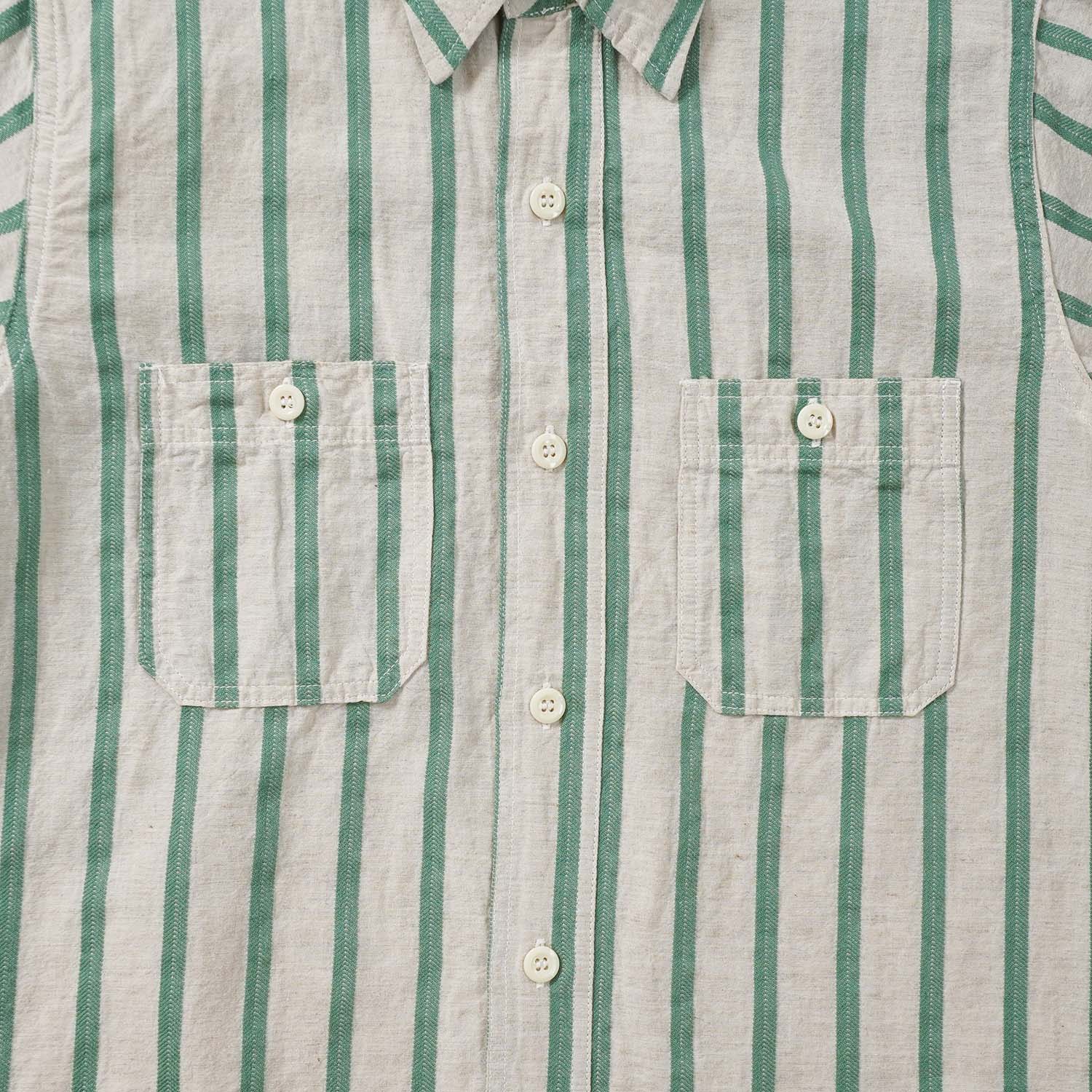 SUGAR CANE ���奬�������� Ⱦµ����� ��COTTON LINEN DOBBY HERRINGBONE STRIPE S/S WORK SHIRT�� SC39727