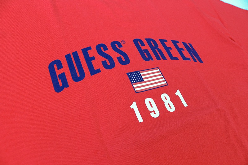 �ں߸˰��ݥ�����50��OFF��GUESS GREEN LABEL ���� ���꡼��졼�٥� Ⱦµ T����� "GUESS USA TEE" GRSS19-031