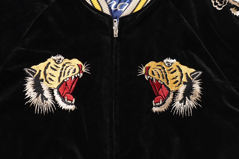 TAILOR TOYO ơ顼  Mid 1950s Style Velveteen Souvenir Jacket  ROARING TIGER  WHITE EAGLE  TT15544-119