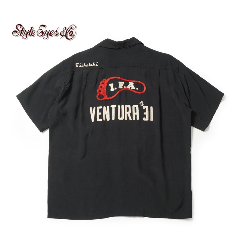 STYLE EYES �������륢���� Ⱦµ �����  RAYON BOWLING SHIRT  "I.F.A"  SE39457