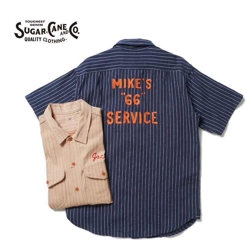 SUGAR CANE ���奬�������� Ⱦµ����� ��COKE STRIPE WORK SHIRT with CHAIN EMBROIDERED�� SC39528