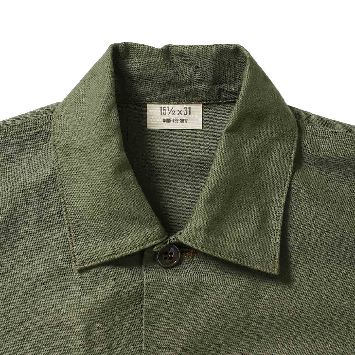 BUZZ RICKSON'S �Х��ꥯ���� ���㥱�å�  SHIRT MAN'S COTTON SATEEN OLIVE GREEN SHADE107  "DEMILITARIZED ZONE" BR29586