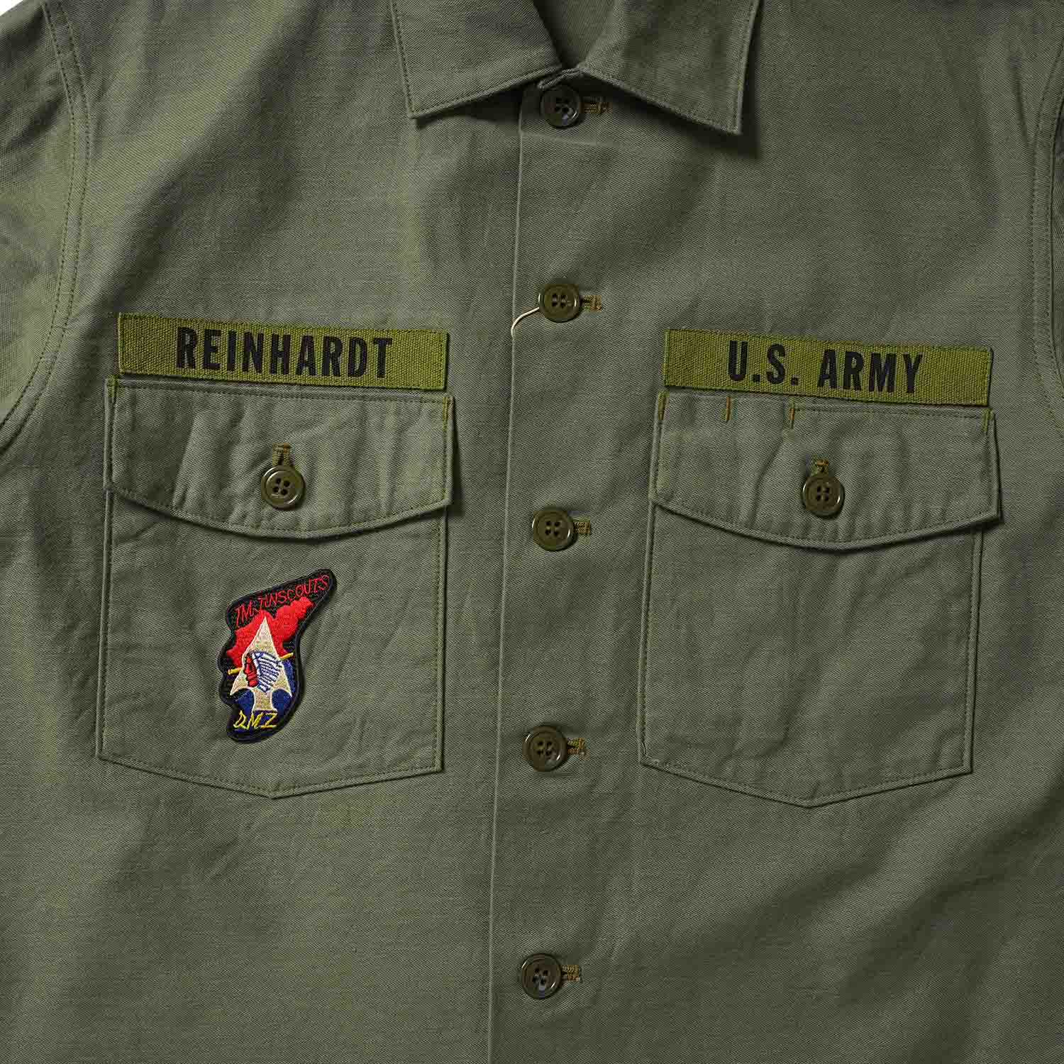BUZZ RICKSON'S �Х��ꥯ���� ���㥱�å�  SHIRT MAN'S COTTON SATEEN OLIVE GREEN SHADE107  "DEMILITARIZED ZONE" BR29586