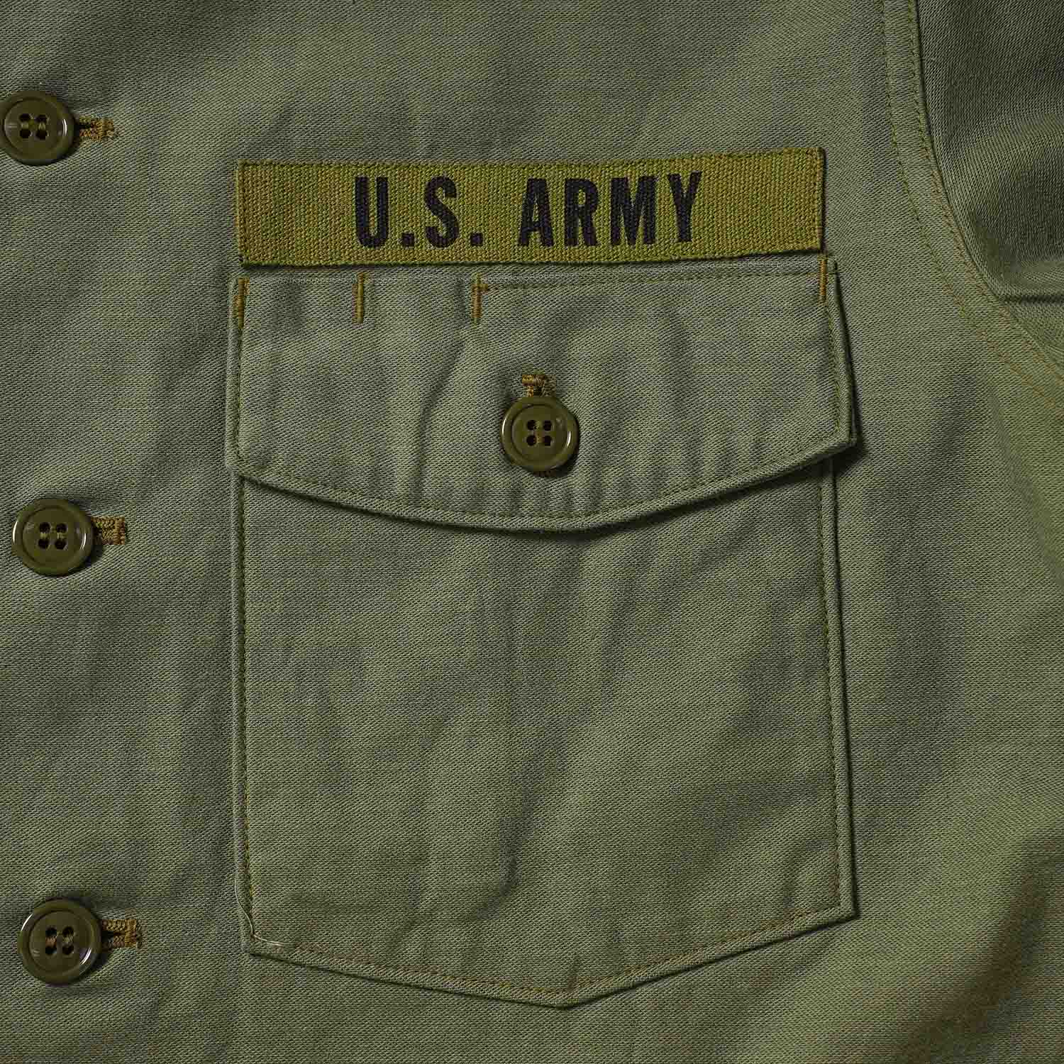 BUZZ RICKSON'S �Х��ꥯ���� ���㥱�å�  SHIRT MAN'S COTTON SATEEN OLIVE GREEN SHADE107  "DEMILITARIZED ZONE" BR29586