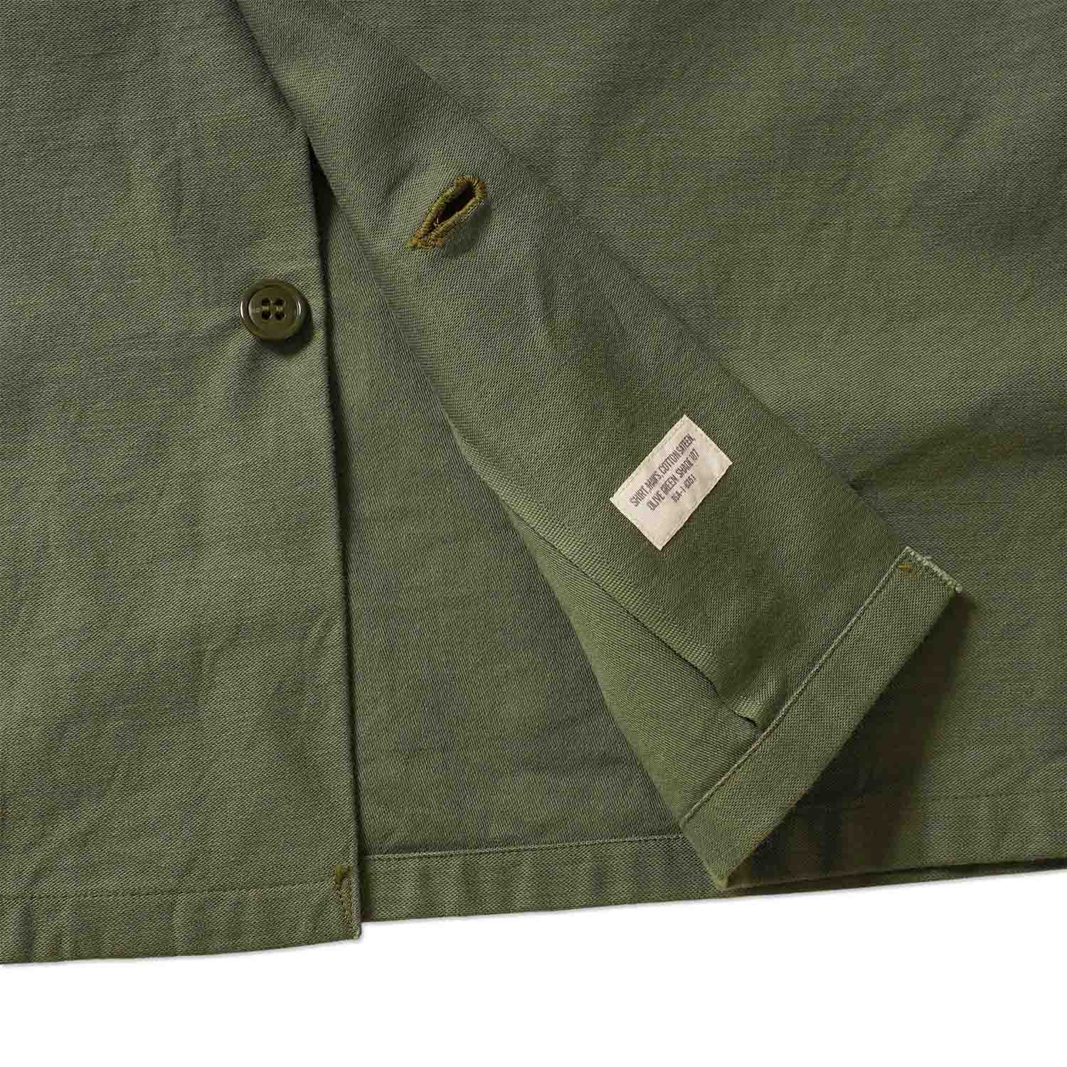 BUZZ RICKSON'S �Х��ꥯ���� ���㥱�å�  SHIRT MAN'S COTTON SATEEN OLIVE GREEN SHADE107  "DEMILITARIZED ZONE" BR29586