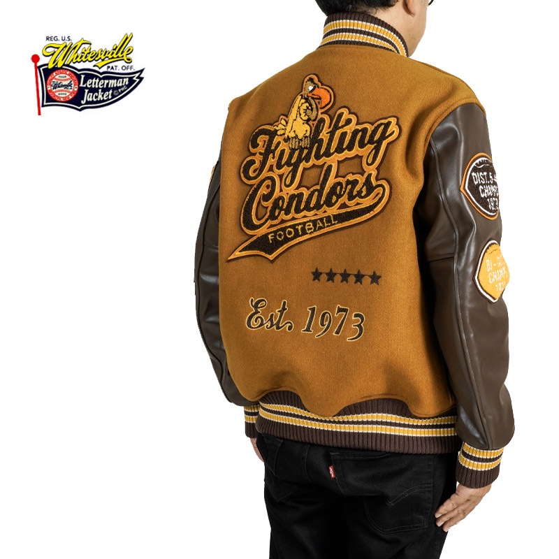 Whitesville �ۥ磻�ĥӥ롡����ɥ��㥱�åȡ�30oz. WOOL MELTON AWARD JACKET ��FIGHTING CONDORS�� (GOLD)  WV15603-156