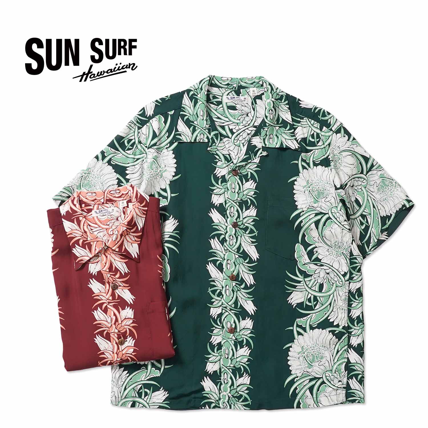 SUN SURF ���󥵡��� Ⱦµ �����ϥ���� RAYON HAWAIIAN SHIRT ��NIGHT BLOOMING CEREUS BORDER�� SS39612