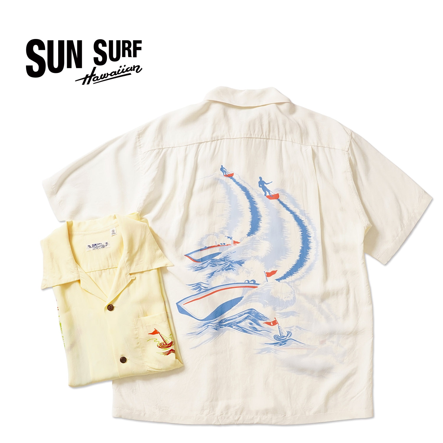 SUN SURF ���󥵡��� Ⱦµ �����ϥ���� RAYON HAWAIIAN SHIRT ��WATER SKIING��  SS39630