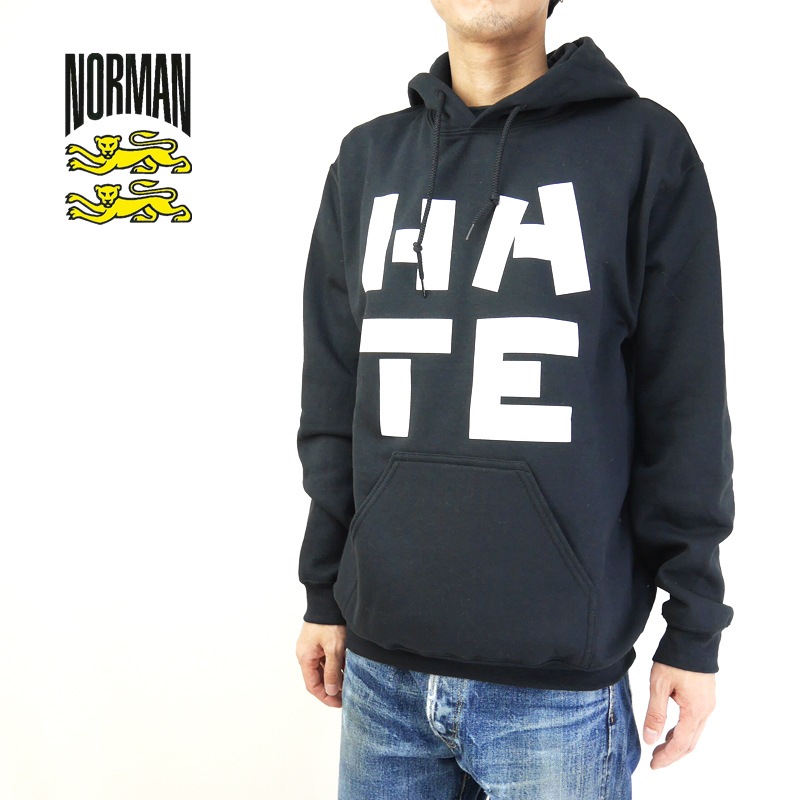 NORMAN �Υ�ޥ� �������å� Logo Print  hooded sweatshirt "HATE" NOR-0037