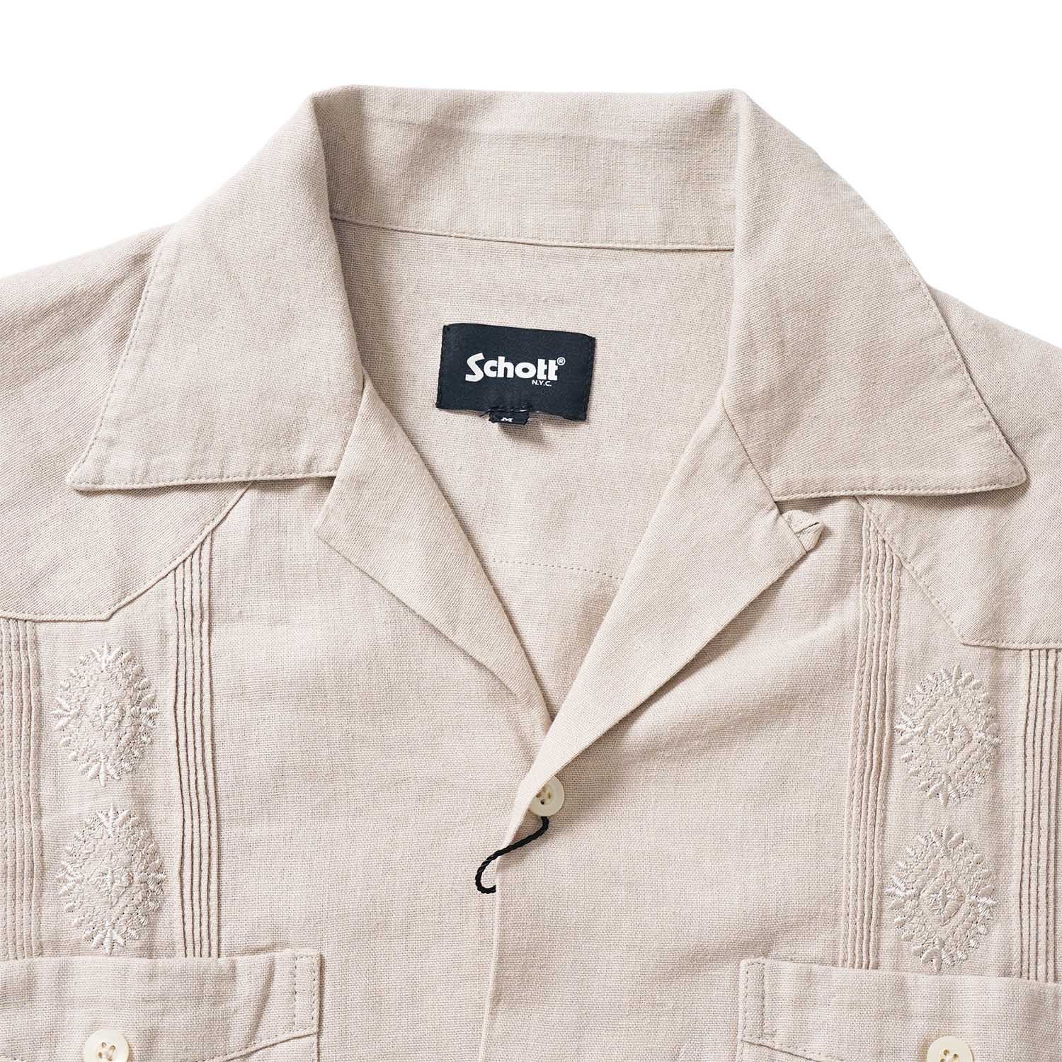 Schott ����å� Ⱦµ ����� ��LINEN GUAYABERA SHIRT�� 782-6123008