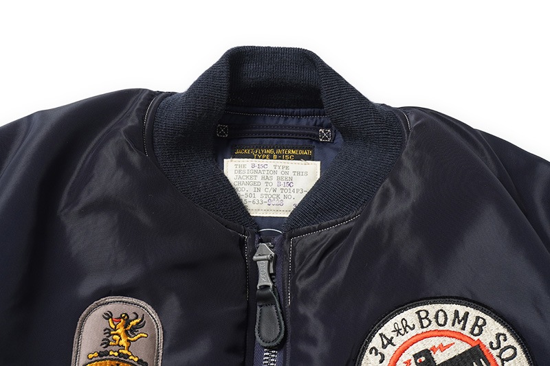 BUZZ RICKSON'S Хꥯ 㥱å Type B-15C(MOD.)  A.F.BLUE B.RICKSON & SONS. INC. 34th BOMB.SQ.THUNDERBIRDS  BR15744