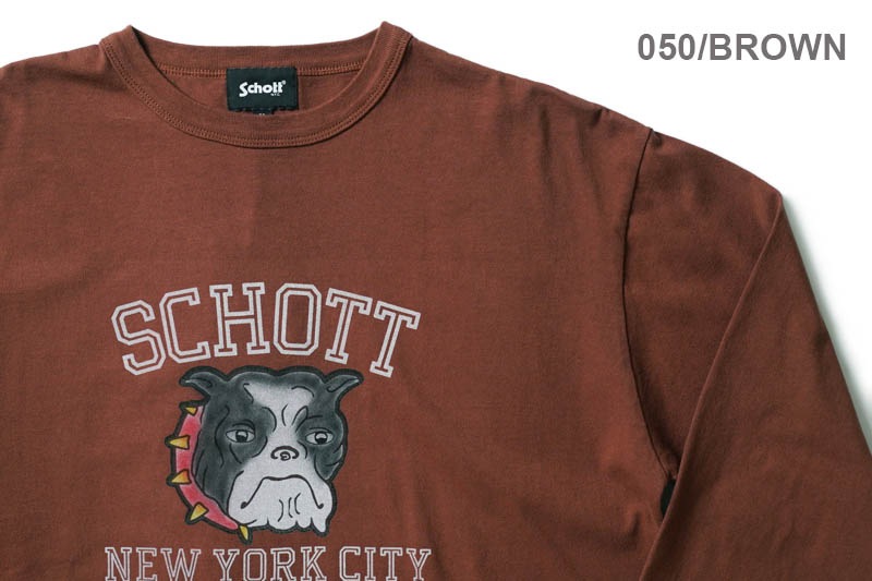 Schott ����å� Ĺµ�ԥ���� "COLOR FLOCKY BULLDOG LS T-SHIRT" 782-4230013