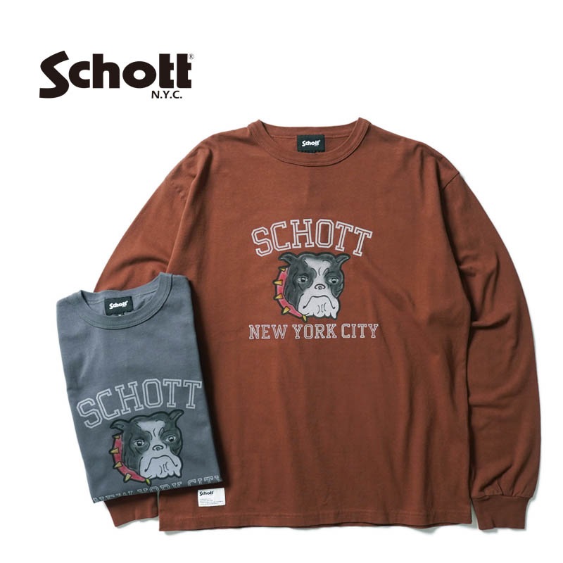 Schott ����å� Ĺµ�ԥ���� "COLOR FLOCKY BULLDOG LS T-SHIRT" 782-4230013