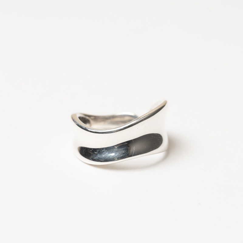 シルバー925 ウェーブリング ユニセックス オープンリング バレンシアガ