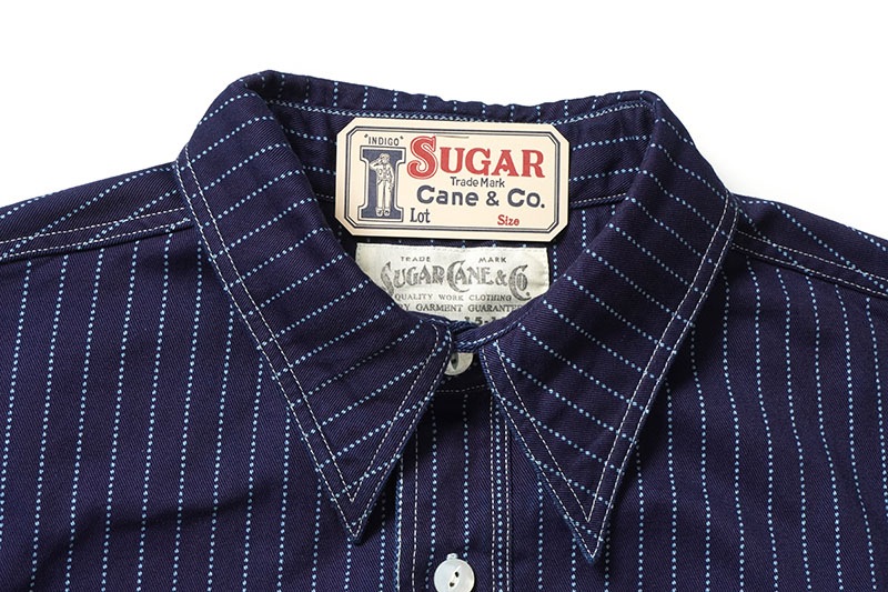 SUGAR CANE 奬 Ⱦµ Fiction Romance 8.5oz. Wabash Stripe S/S Work Shirt  SC36267A