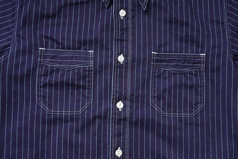 SUGAR CANE 奬 Ⱦµ Fiction Romance 8.5oz. Wabash Stripe S/S Work Shirt  SC36267A