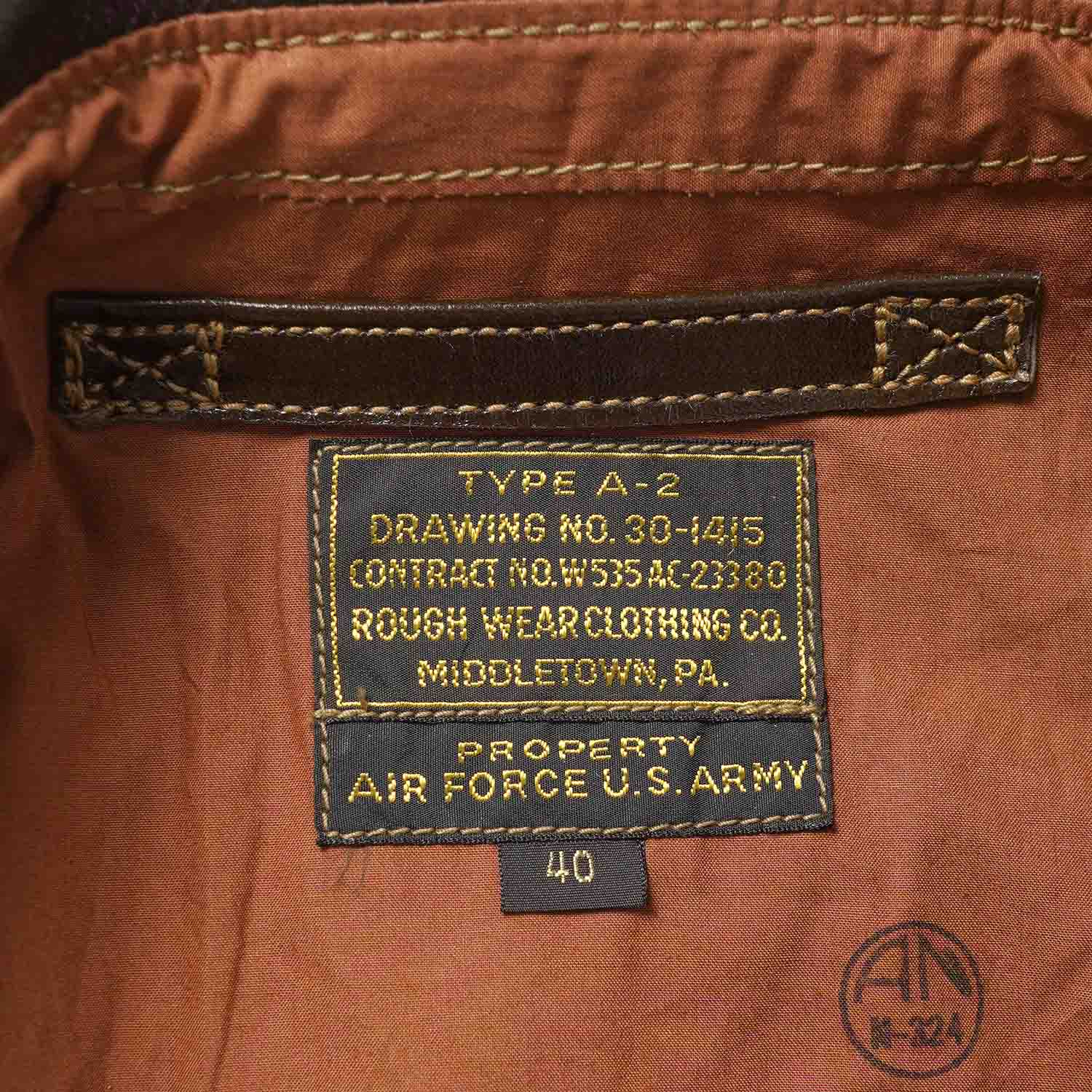 BUZZ RICKSON'S �Х��ꥯ���� ���㥱�å� Type A-2  ��CONTRACT No. W535 AC-23380 ROUGH WEAR CLOTHING CO.��  BR80593