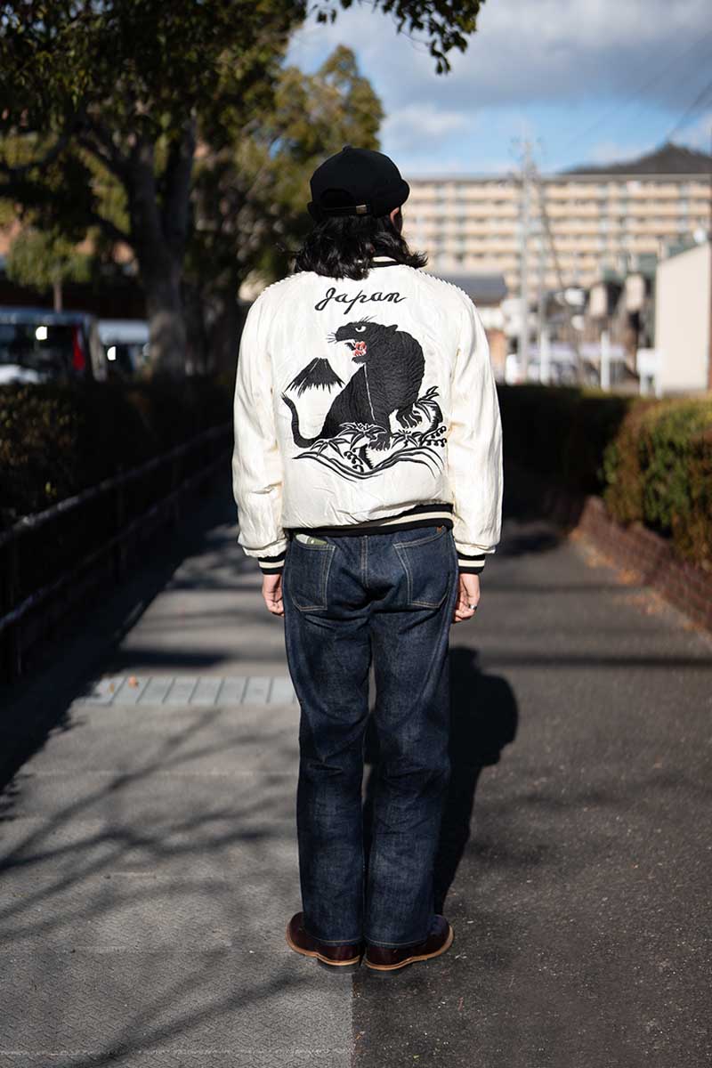 TAILOR TOYO ơ顼ΡMid 1950s Style Acetate Souvenir Jacket  BLACK TIGER  DUELLING DRAGONS  TT15682-105