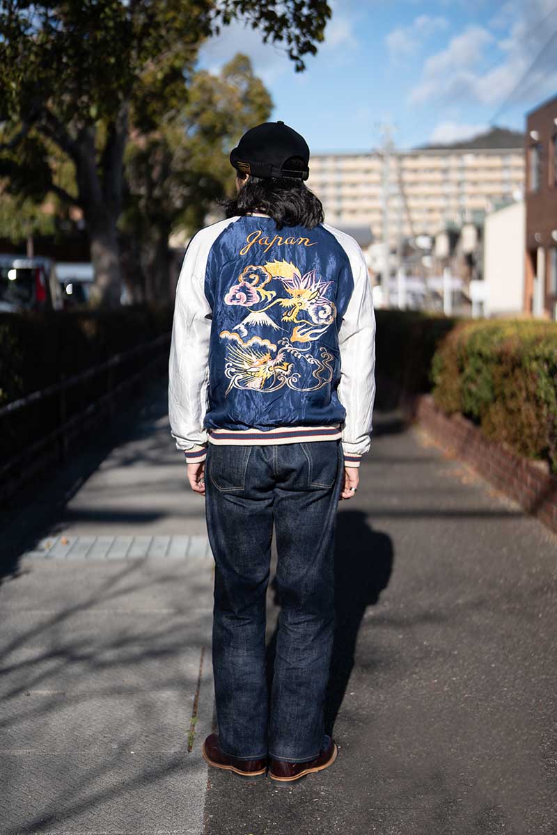 TAILOR TOYO ơ顼ΡMid 1950s Style Acetate Souvenir Jacket  BLACK TIGER  DUELLING DRAGONS  TT15682-105