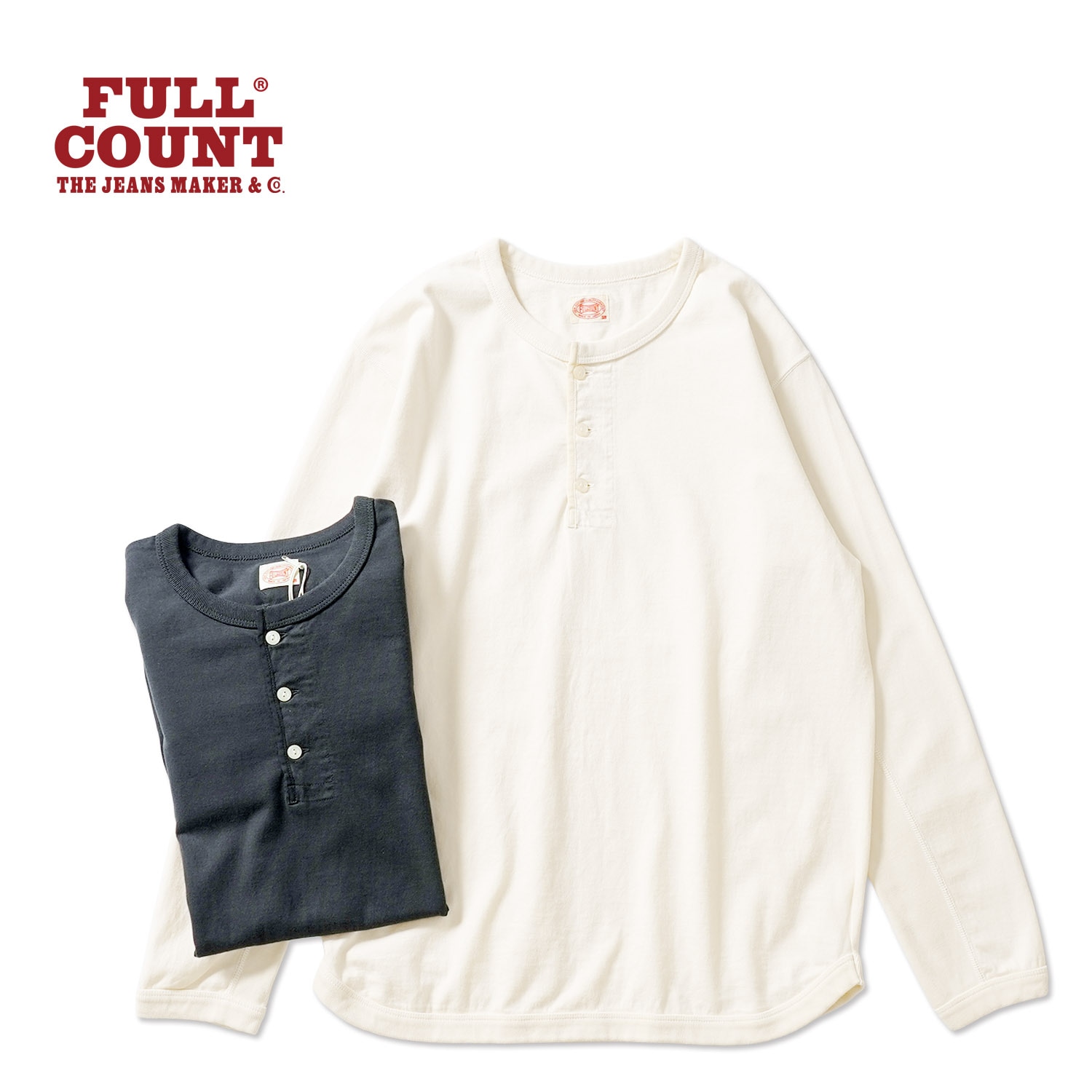 FULLCOUNT �ե륫����� Ĺµ T����� "Flat Seam Heavy Weight Henley Long T Shirt"��5222LH-21