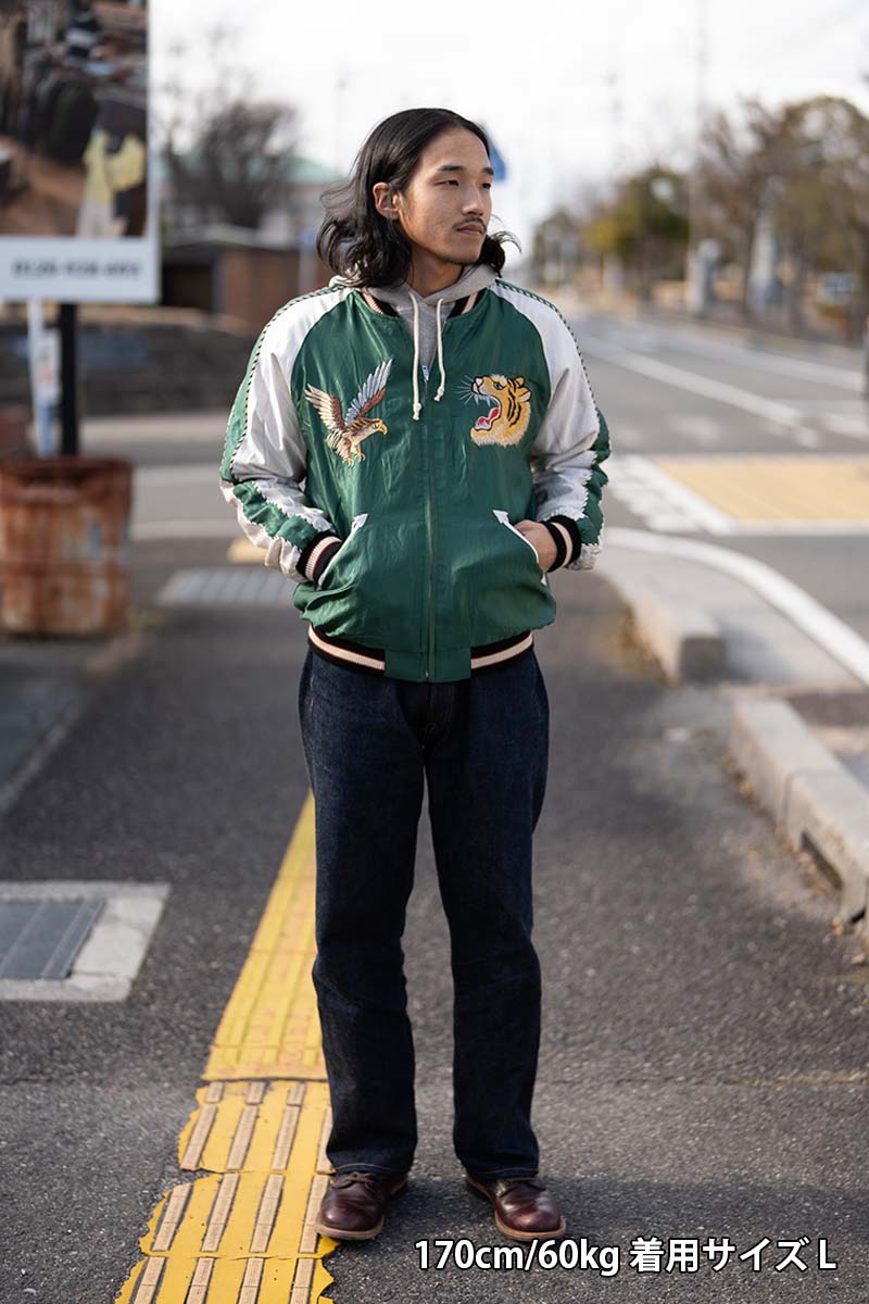 TAILOR TOYO ơ顼ΡEarly 1950s Style Acetate Souvenir Jacket  ROARING TIGER  JAPAN MAP  TT15682-145