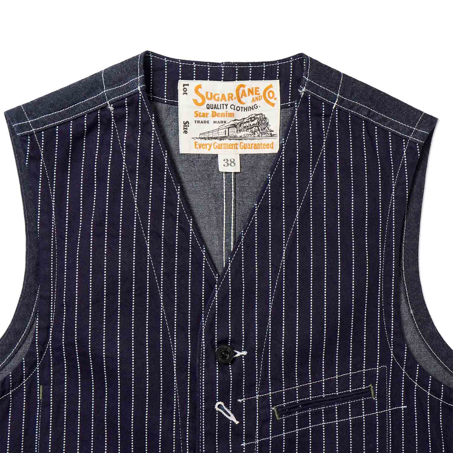 SUGAR CANE ���奬�������� �٥��� 9oz. WABASH STRIPE WORK VEST  SC12654