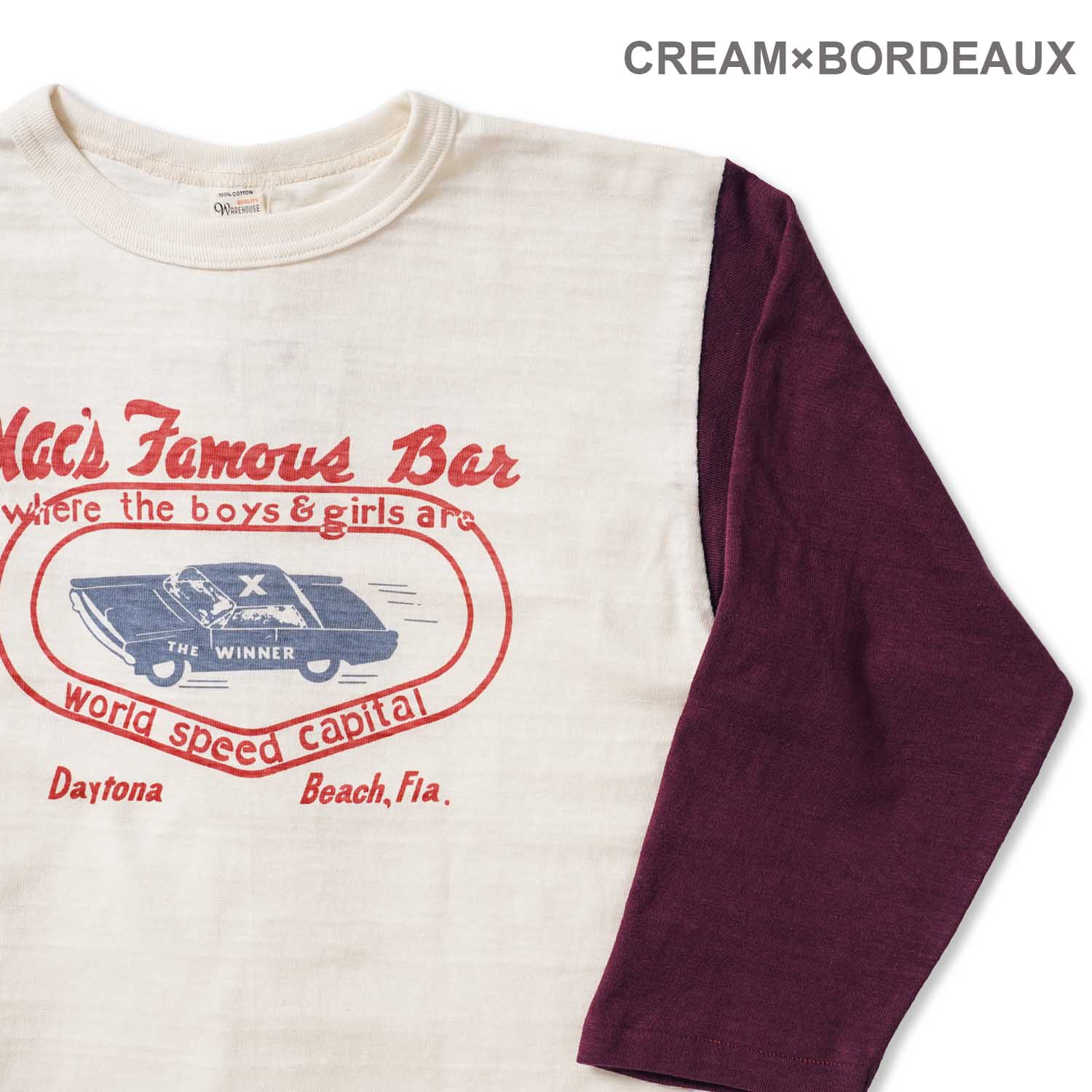 WAREHOUSE �������ϥ��� 7ʬµ �١����ܡ���T Lot.4800 "MAC'S FAMOUS BAR" 4800-MAC(26SS)