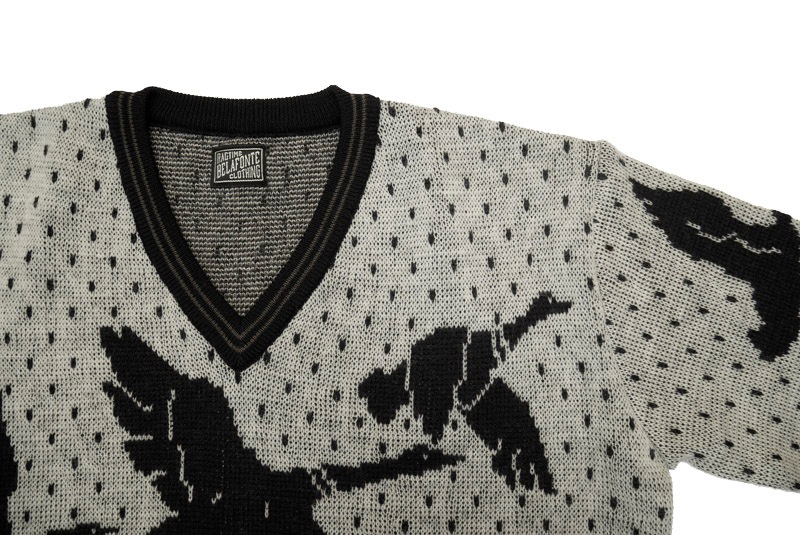 BELAFONTE �٥�ե����  �˥åȥ�������  RAGTIME WILD DUCK V NECK SWEATER (BLK x GRY)  BF-20-014-1