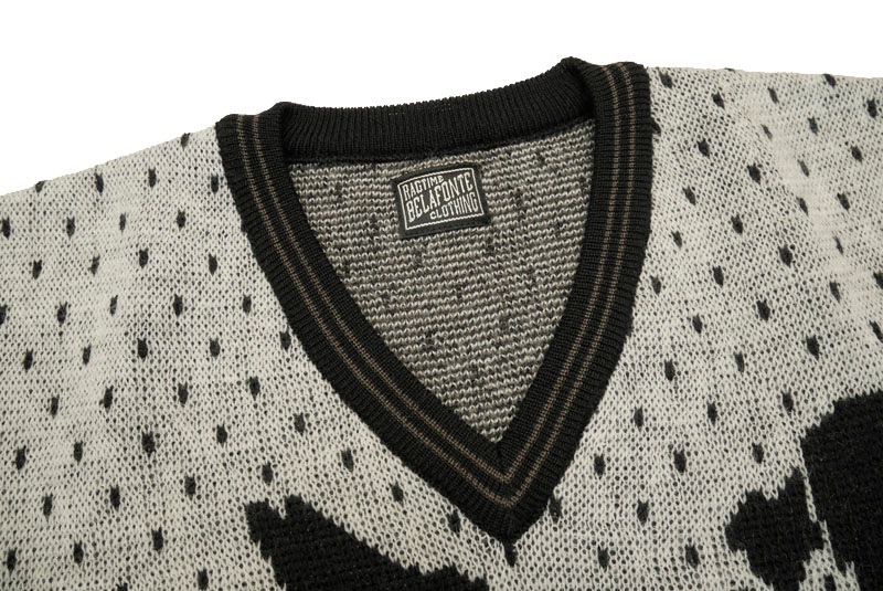 BELAFONTE �٥�ե����  �˥åȥ�������  RAGTIME WILD DUCK V NECK SWEATER (BLK x GRY)  BF-20-014-1