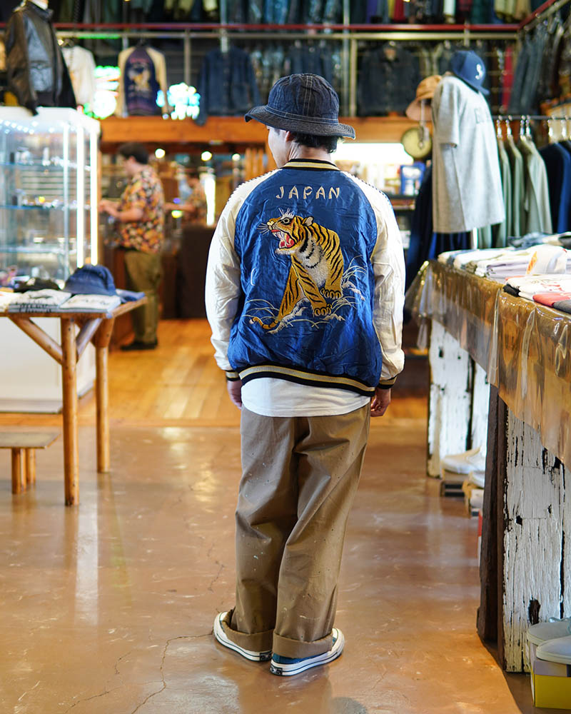 TAILOR TOYO ơ顼  Mid 1950s Style Acetate Souvenir Jacket ROARING TIGER  BLACK DRAGON TT15542-125