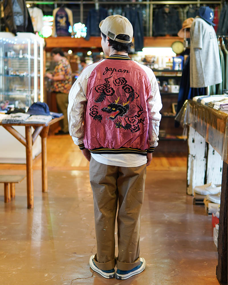 TAILOR TOYO ơ顼  Mid 1950s Style Acetate Souvenir Jacket ROARING TIGER  BLACK DRAGON TT15542-125