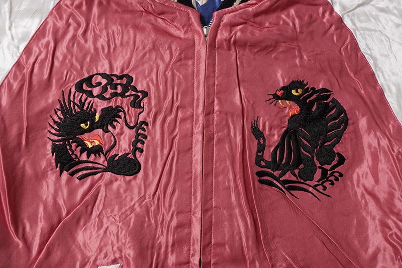 TAILOR TOYO ơ顼  Mid 1950s Style Acetate Souvenir Jacket ROARING TIGER  BLACK DRAGON TT15542-125