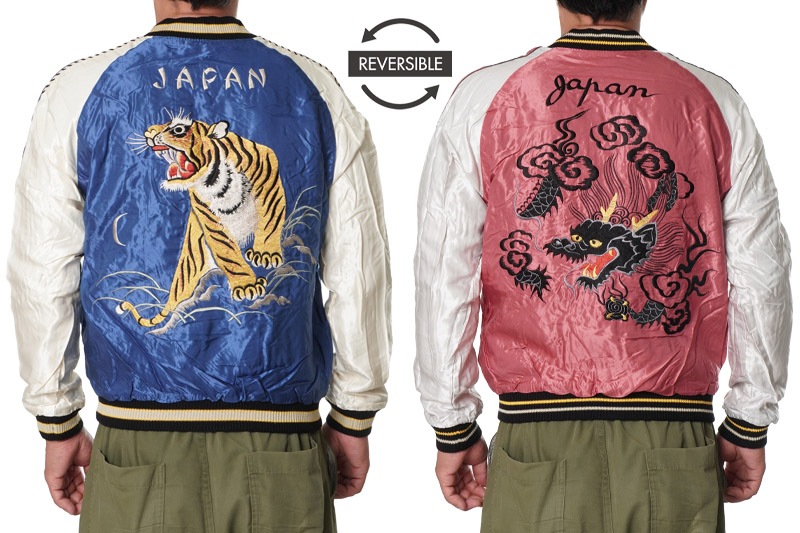TAILOR TOYO ơ顼  Mid 1950s Style Acetate Souvenir Jacket ROARING TIGER  BLACK DRAGON TT15542-125