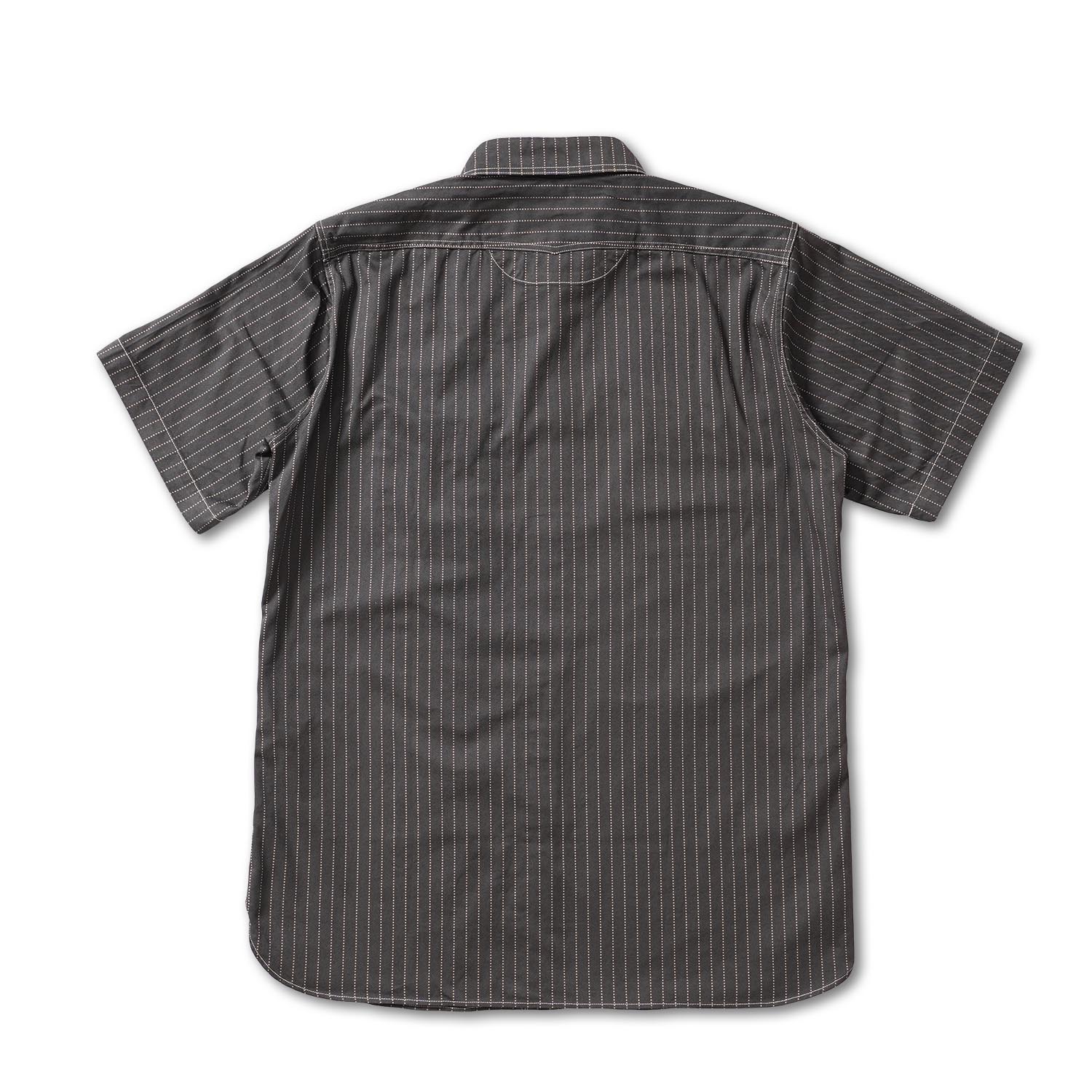 SUGAR CANE ���奬�������� Ⱦµ����� ��FICTION ROMANCE 8.5oz. BLACK WABASH STRIPE WORK SHIRT (SHORT SLEEVE)�� SC39702