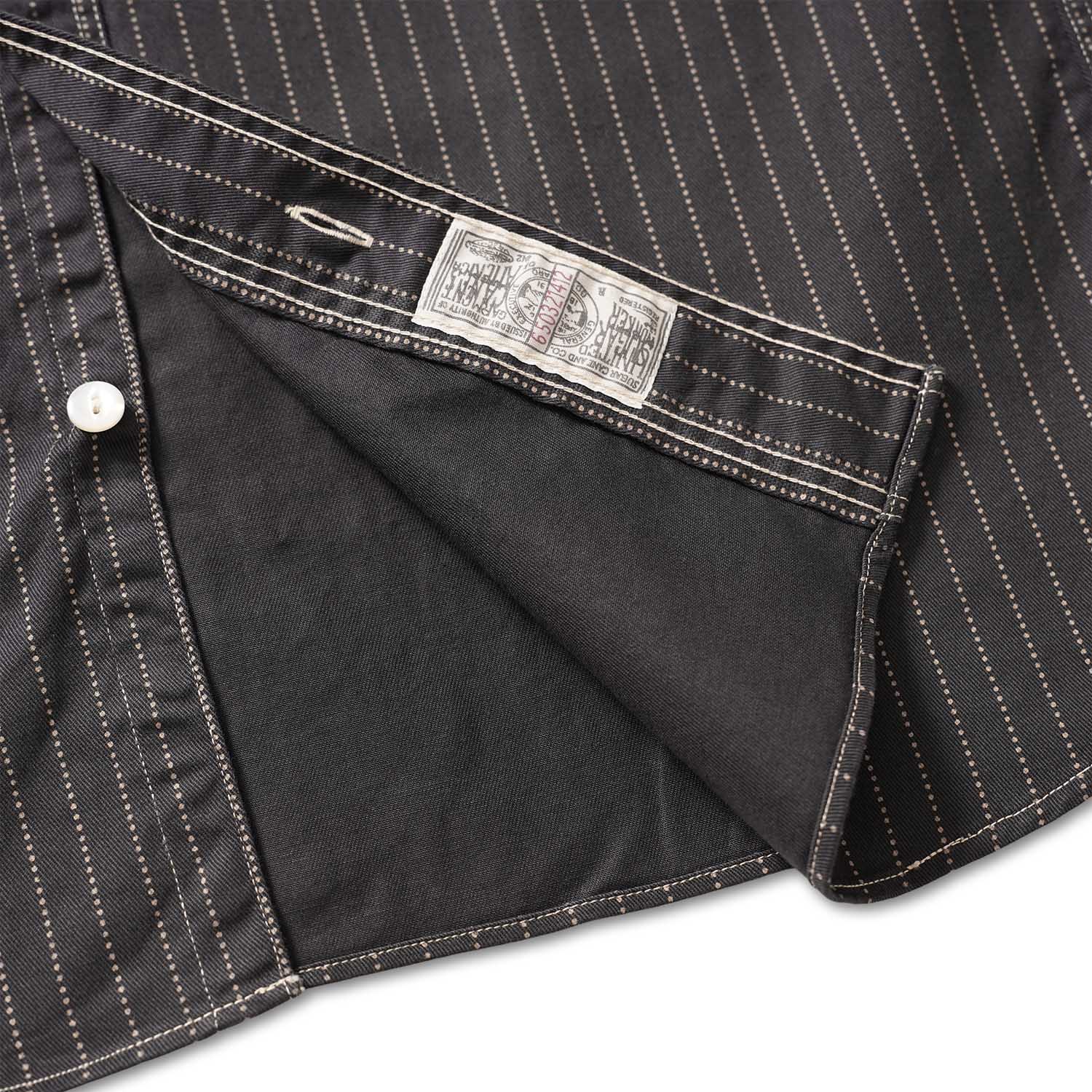 SUGAR CANE ���奬�������� Ⱦµ����� ��FICTION ROMANCE 8.5oz. BLACK WABASH STRIPE WORK SHIRT (SHORT SLEEVE)�� SC39702