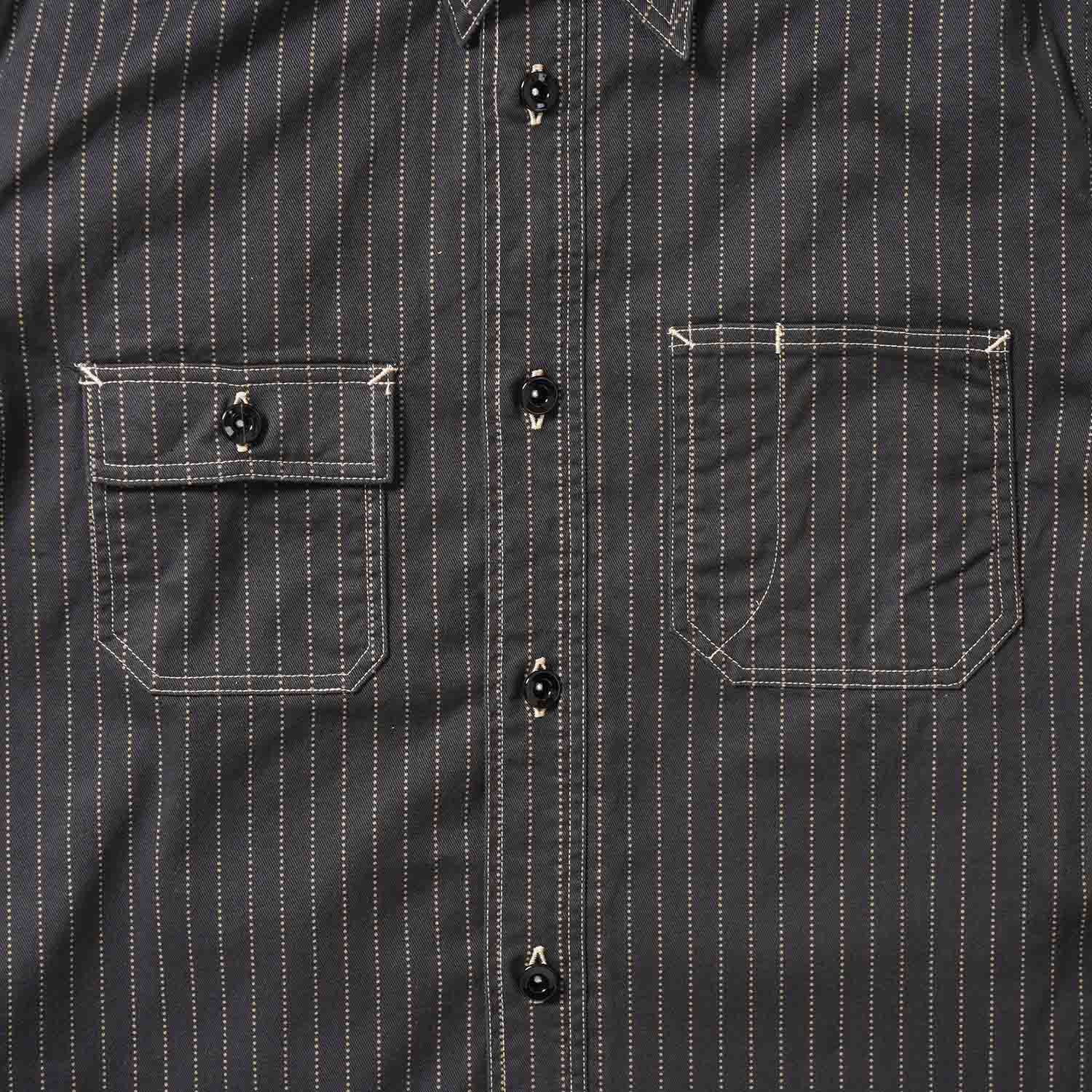 SUGAR CANE ���奬�������� Ĺµ ����� "FICTION ROMANCE 8.5oz. BLACK WABASH STRIPE WORK SHIRT"  SC29585