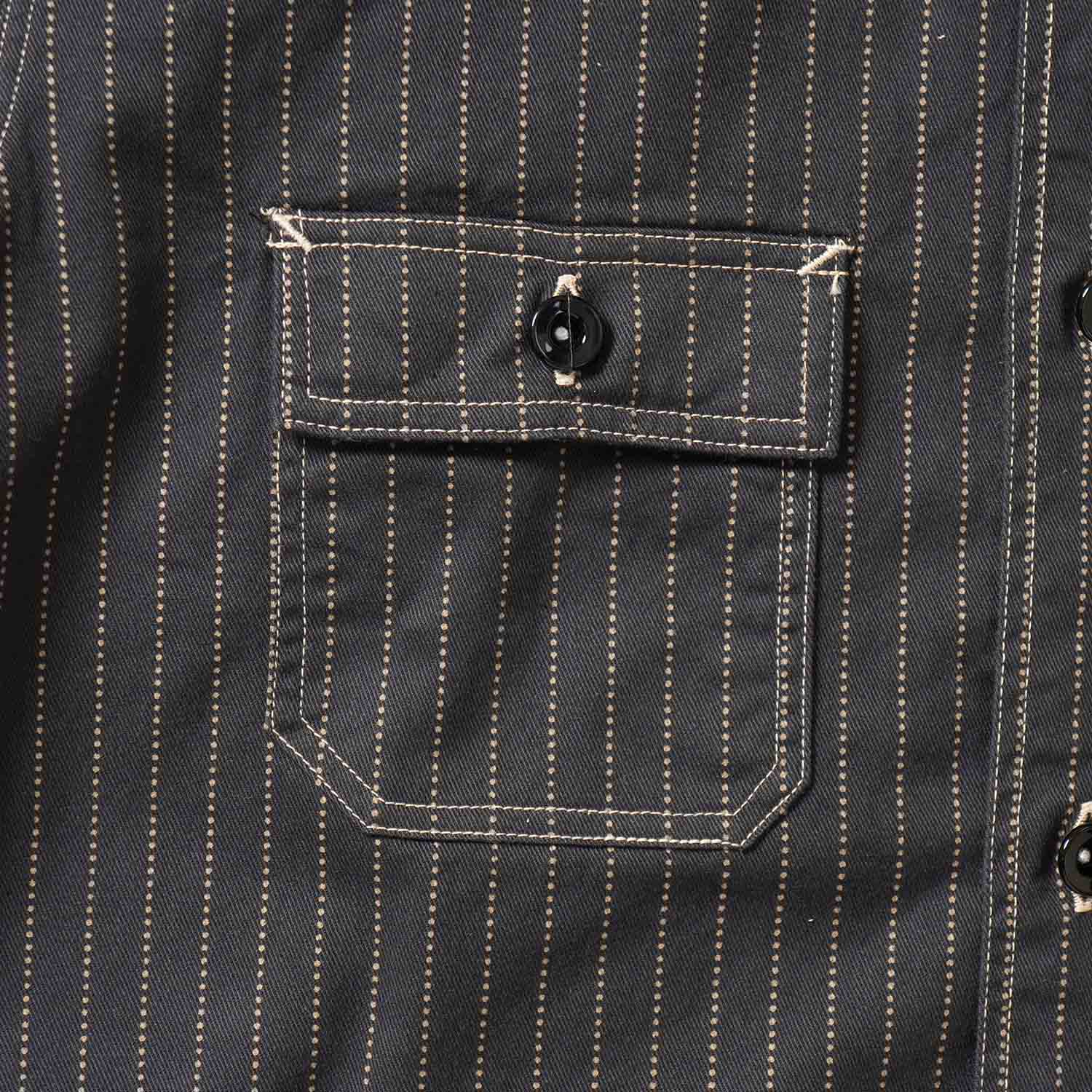 SUGAR CANE ���奬�������� Ĺµ ����� "FICTION ROMANCE 8.5oz. BLACK WABASH STRIPE WORK SHIRT"  SC29585