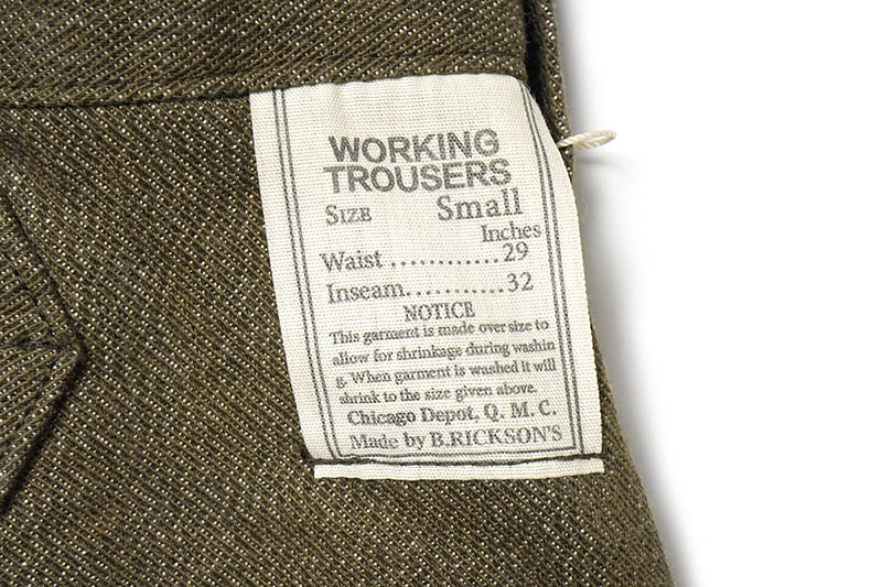 BUZZ RICKSON'S �Х��ꥯ���� �ѥ�� "TROUSERS, WORKING, BROWN DENIM" BR42531