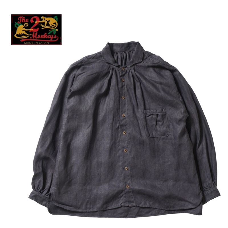 The 2 Monkeys �� �ġ���󥭡��� Ĺµ ����� �֥饦�� ��Herrinbone Linen Artisan Shirts�� TM12142