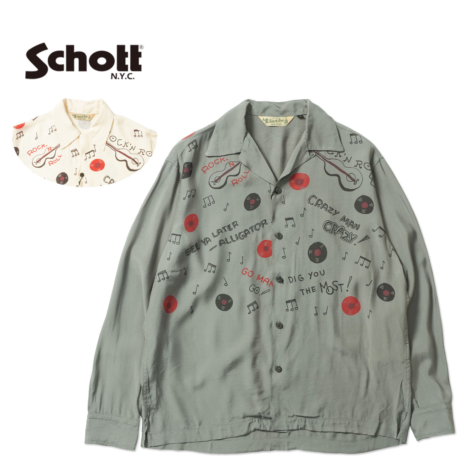 Schott ����å� Ĺµ����� "ROCK'N ROLL RAYON SHIRT"  782-6120005